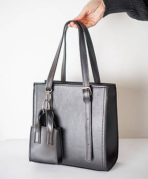 Сумка жіноча шопер на блискавці 26,5*26 см з міні сумочкою зі штучної шкіри Nata