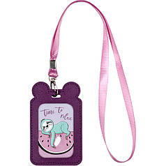 Бейдж вертикальний К20-296-11 на шнурку фіолетовий