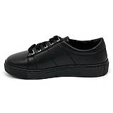 Жіночі шкіряні кеди чорного кольору на шнурівці легкі Туреччина SY101-2 розмір 36, фото 2