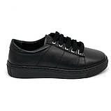 Жіночі шкіряні кеди чорного кольору на шнурівці легкі Туреччина SY101-2 розмір 36, фото 4