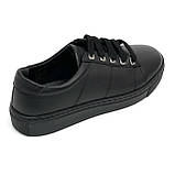 Жіночі шкіряні кеди чорного кольору на шнурівці легкі Туреччина SY101-2 розмір 36, фото 7