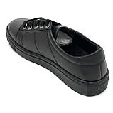 Жіночі шкіряні кеди чорного кольору на шнурівці легкі Туреччина SY101-2 розмір 36, фото 5