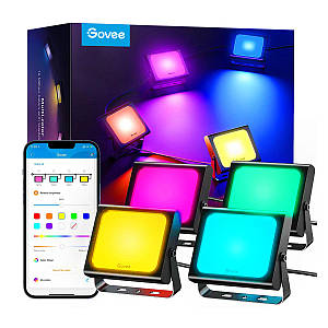 Набір настінних світильників Govee H7060 LED Smart Flood Lights 4шт RGBICWW WI-FI/Bluetooth чорний