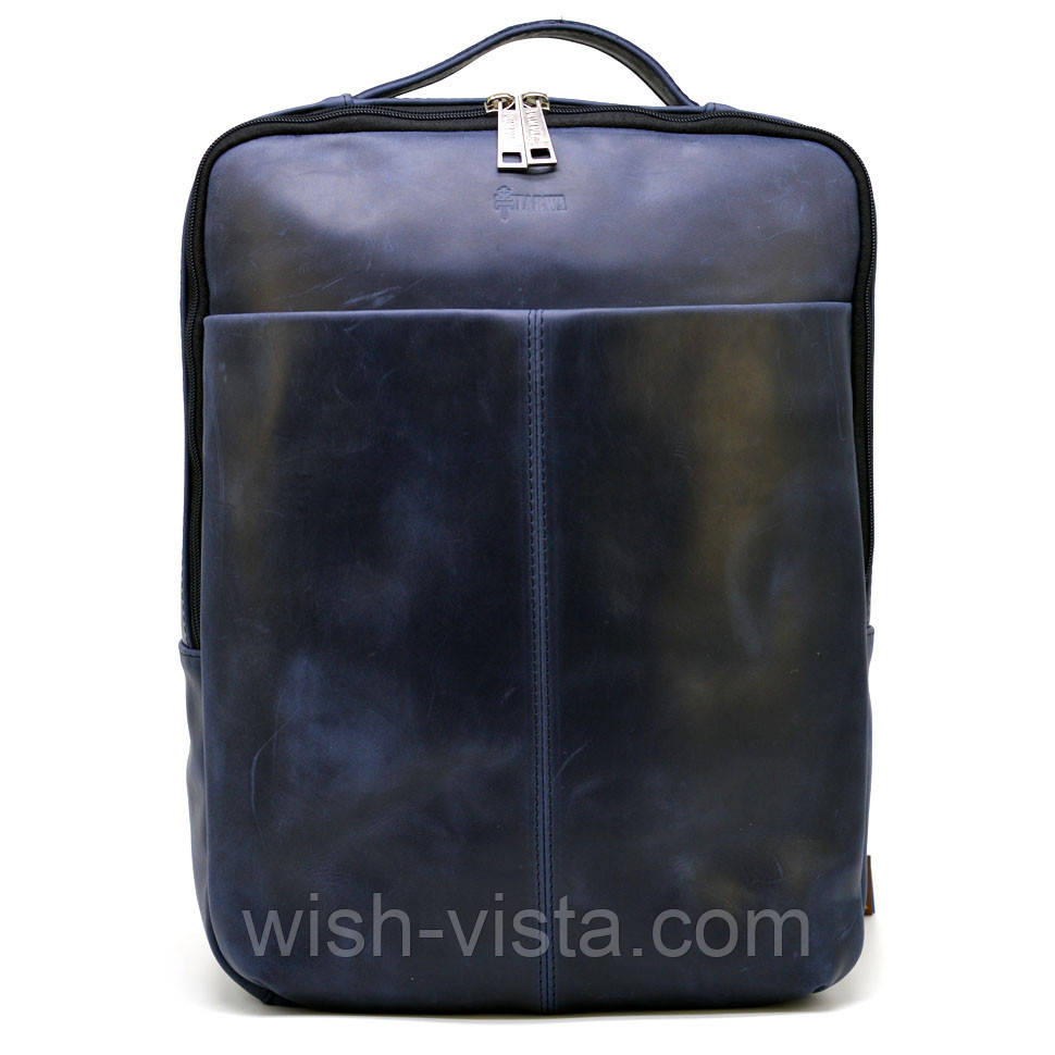 Шкіряний рюкзак унісекс TARWA RK-7280-3md 39×29×9 Синій, фото 1