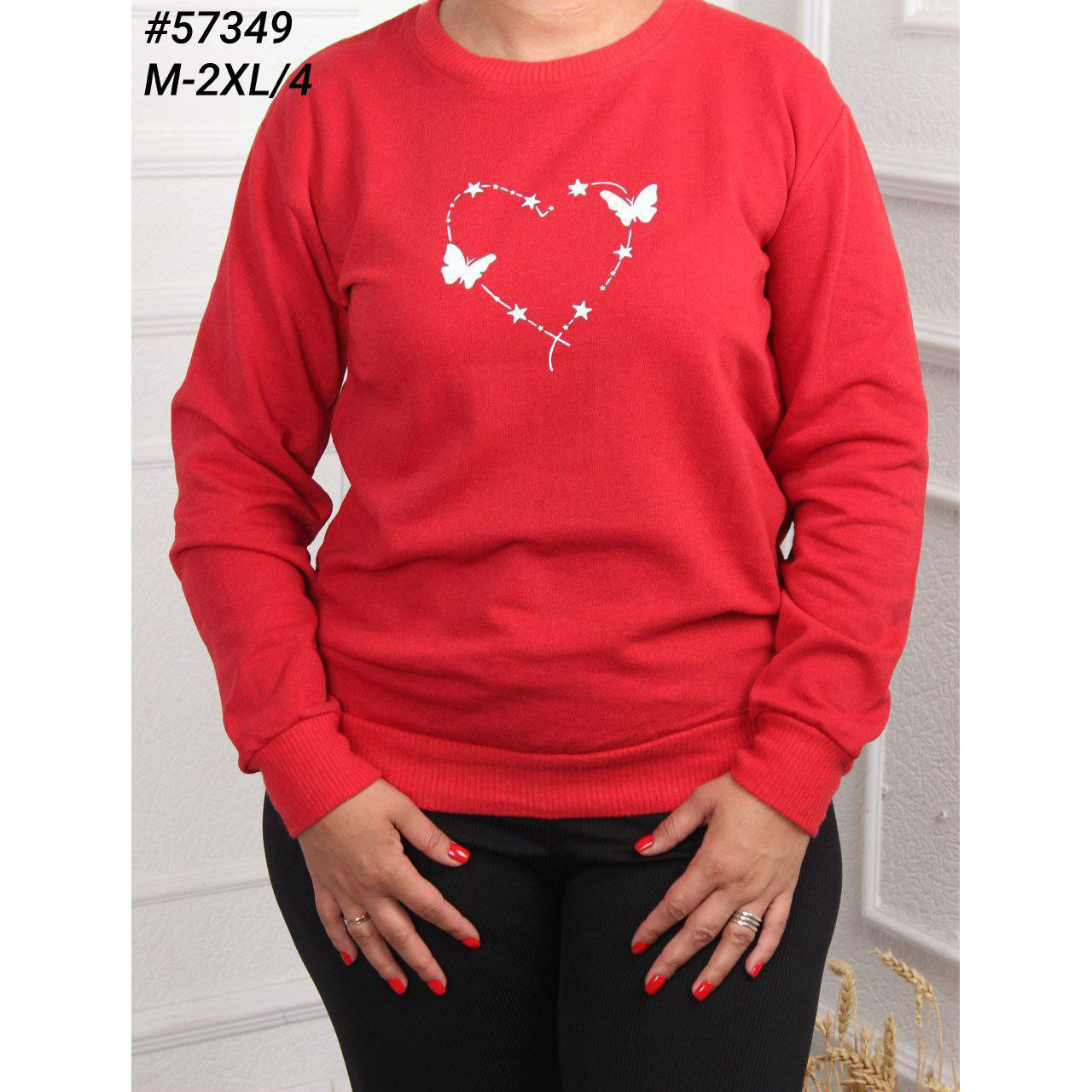 Турецька кофта червоного кольору Жіноча Розміри: 46,48,50,52 (21182-2), фото 1