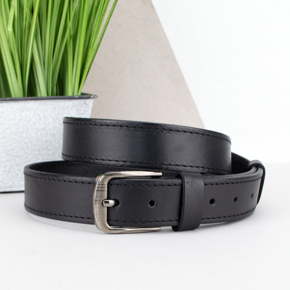 Ремінь шкіряний дитячий/ підлітковий чорний SF-3098 (85-105 см)