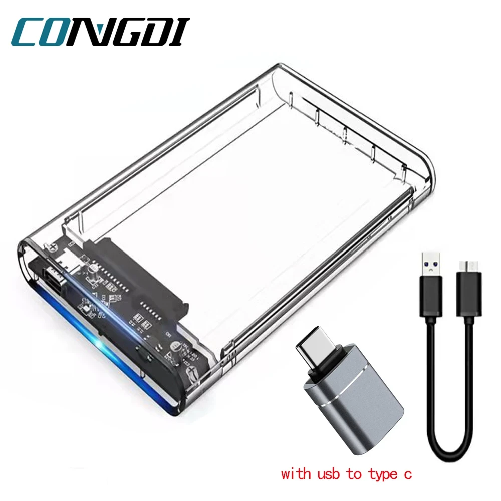 Кишеня для жорстких дисків 2.5" HDD, SSD CONGDI з роз'ємом USB 3.0 і TYPE-C до 6 Tb