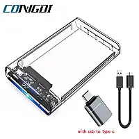 Кишеня для жорстких дисків 2.5" HDD, SSD CONGDI з роз'ємом USB 3.0 і TYPE-C до 6 Tb