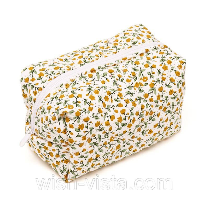 Косметичка з квітковим принтом ANbeauty 17х10х10,5 см Жовтогаряча (AN0103359), фото 1
