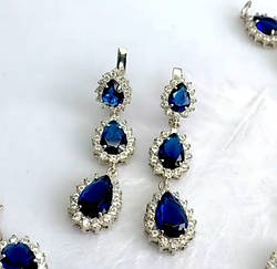 Сережки-краплі із синім каменем "Хюррем Султан"