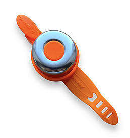 Дзвіночок дитячий для велосипеда самоката велобіга на регулюючому ремінці оранжевий