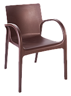 Стілець для вулиці темно-коричневий пластик із підлокітниками Гектор New для кухні, балкона, літнього кафе Aleana