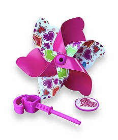 Вітряк дитячий на кермо велосипеда самоката велобіга з сердечками