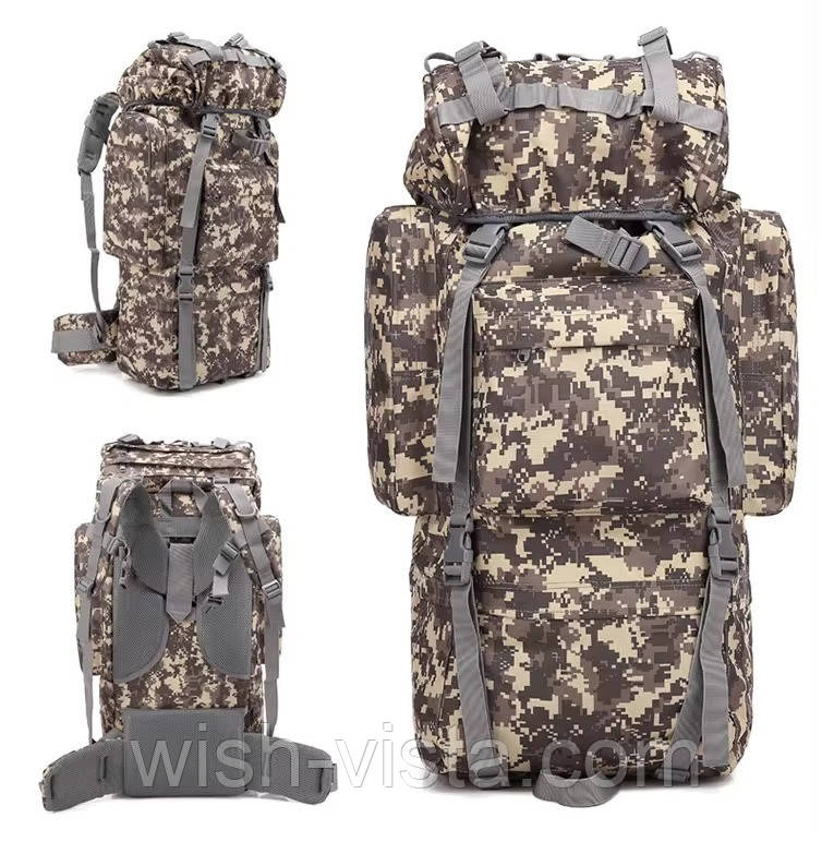 Тактичний похідний рюкзак Solve D3-GGL-506 65 л Сірий піксель, фото 1