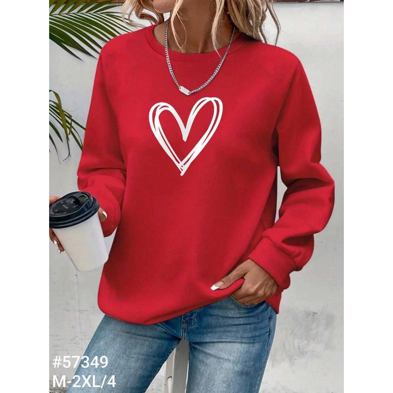 Женская красная кофта на байке "Сердце" Размеры: 46,48,50,52 (21186-1), фото 1