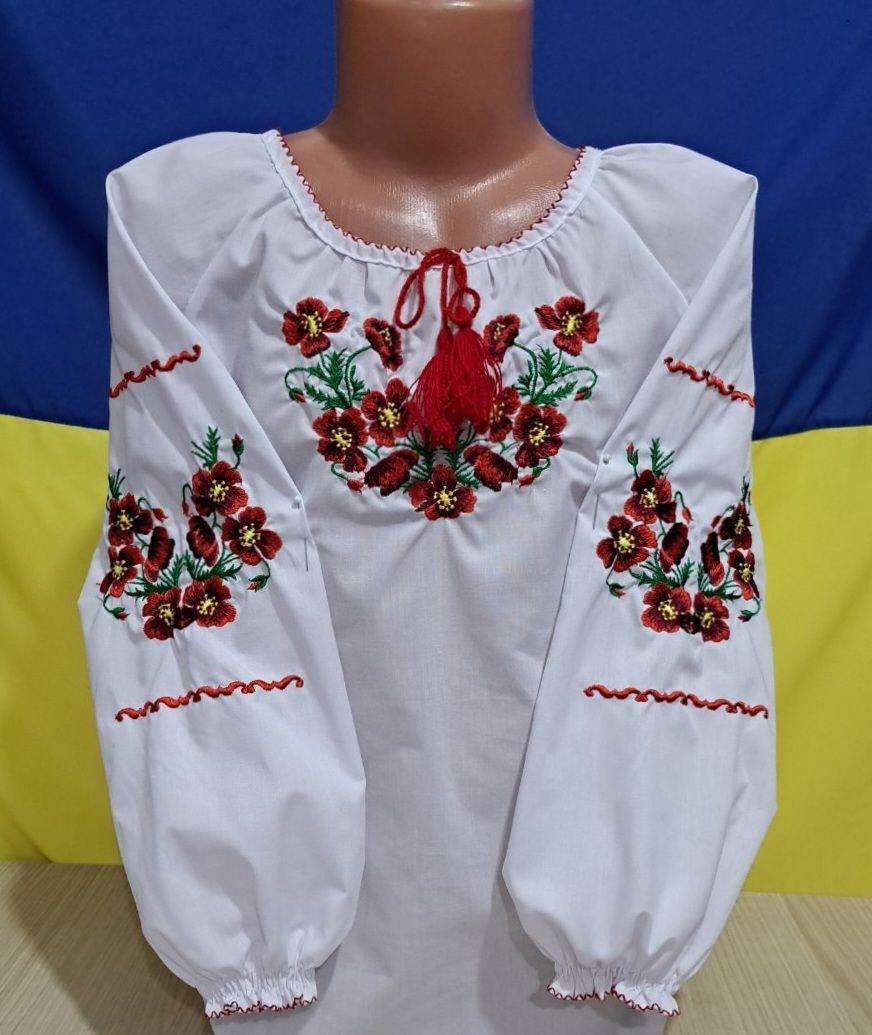Опт Вишиванка для дівчаток з квітковою вишивкою р. 7-11, червоний