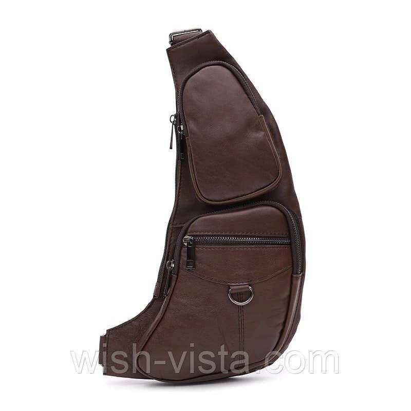 Чоловічий шкіряний рюкзак через плече Keizer K13761br-brown, фото 1
