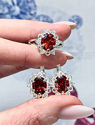 Набір в сріблі з червоним каменем Аліра