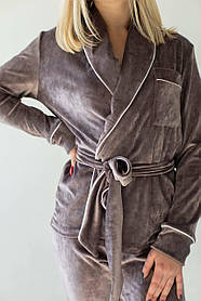 Плюшева піжама накидка та штани Капучіно