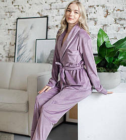 Плюшева піжама накидка та штани Ліловий