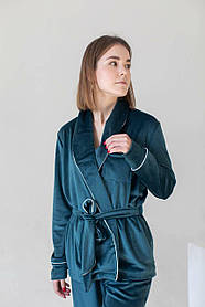 Плюшева піжама накидка та штани Смарагд