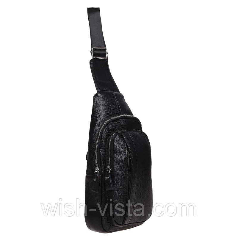 Чоловічий шкіряний рюкзак через плече Keizer K16601-black, фото 1