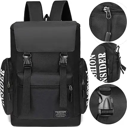 Міський рюкзак Чорний на 25 літрів чоловічий,Шкільний рюкзак, рюкзак для школи, рюкзак для міста, фото 1