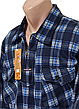 Чоловіча сорочка фланель з начосом AO LONG COM vd-0007 синя, тепла картата чоловіча сорочка на зиму XL, фото 7