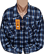 Чоловіча сорочка фланель з начосом AO LONG COM vd-0007 синя, тепла картата чоловіча сорочка на зиму XL, фото 6