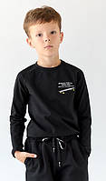 Чорний лонгслів для хлопчика, реглан тм BossKids розмір 140 см