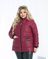 Жіноча зимня тепла куртка з капюшоном батал: 48-50, 52-54, 56-58, 60-62. Колір: чорний, бордо, мокко, оливка, пляшка.
