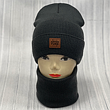 М 90069. Комплект для хлопчика, підлітковий, чоловічий: шапка з флісом і  хомут, розмір вільний, різні кольори 3-20 років, фото 3
