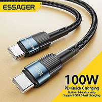 Кабель Essager Fast Charging Type-C to Type-C PD100W 5A 100 cм Black, фото 4