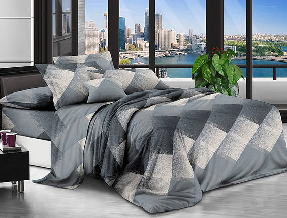 Сіра постільна тканина ромби 220 см, Поліестер 75 синтетичний із геометричним принтом, рулон 80 м, фото 1