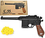 Дитячий пістолет Маузер К96 C.55 Mauser метал 23 см, дві обойми, стріляє кульками 6 мм, фото 2