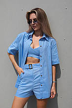 Комплект жіночий лляний "Alessandra" блакитний