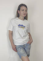 Футболки білого кольору вишиті хрестиком МІЙ ДІМ УКРАЇНА