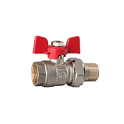 Кран кульовий з американкою 1/2" прямий метелик (Reiger)