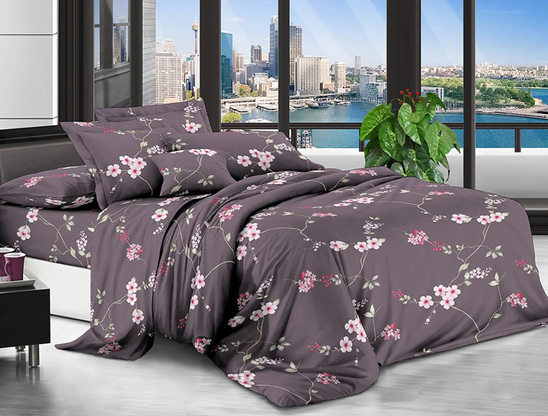 Темна постільна тканина 220 см із дрібним квітковим принтом, Поліестер 75 синтетичний, рулон 80 м