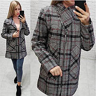 Пальто коротке на блискавці арт. 1142  чорного кольору/ чорний червона смужка