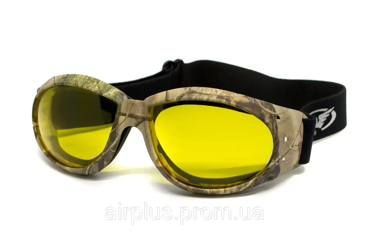 Окуляри захисні з ущільнювачем Global Vision Eliminator Camo Forest (yellow), жовті в камуфльованій оправі, фото 1