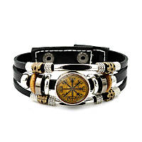 Браслет со скандинавским символом "Вегвизир" из экокожи