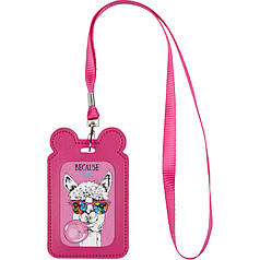 Бейдж вертикальний К20-296-10 на шнурку рожевий