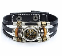 Браслет со скандинавским символом "Вегвизир" из экокожи