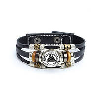 Браслет со скандинавским символом "Валькнут" из экокожи