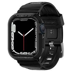 Чохол з ремінцем Spigen Rugged Armor Pro для Apple Watch 4/5/6/SE/7/8/9 44/45mm Black (062CS25324)