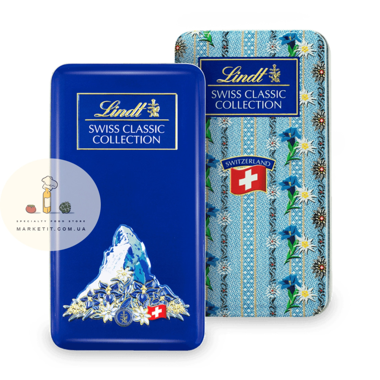 Подарунковий набір шоколадок Lindt Swiss Premium minis, металевий пенал 185 г.
