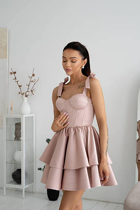 Красива жіноча атласна сукня з чашками пуш-ап і подвійною пишною спідницею Sms9191, фото 1