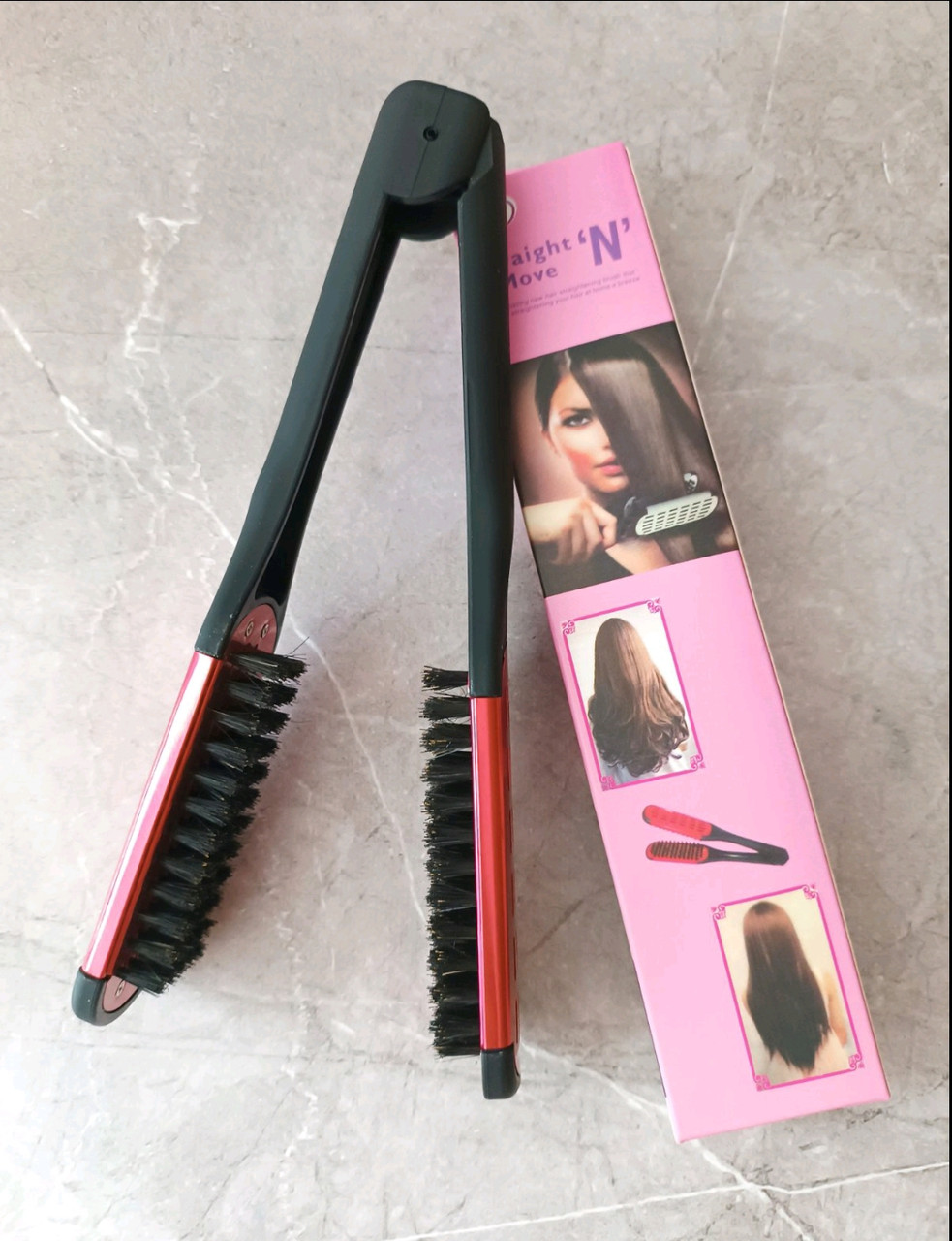 Гребінець для випрямлення з натуральною щетиною та керамічним покриттям, фото 1