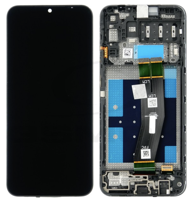 Дисплей (екран) для Samsung A145 Galaxy A14 4G, чорний, чорний шлейф, оригінал PRC з передньою панеллю